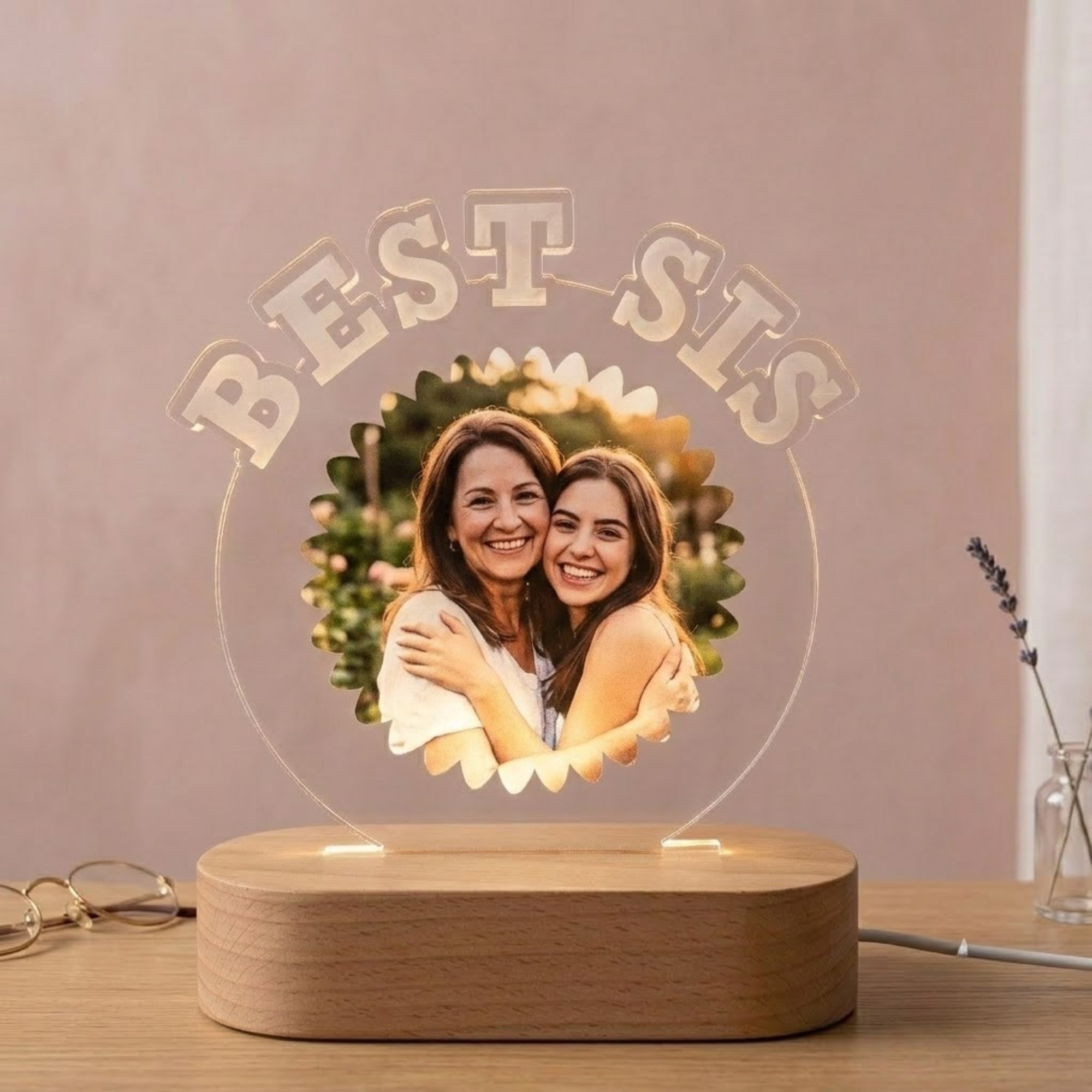 Shayona Gift Shop- Best Sis Custom LED Acrylic Lamp | Personalized Photo Frame Gift | Brother Sister Rakshabandhan Special