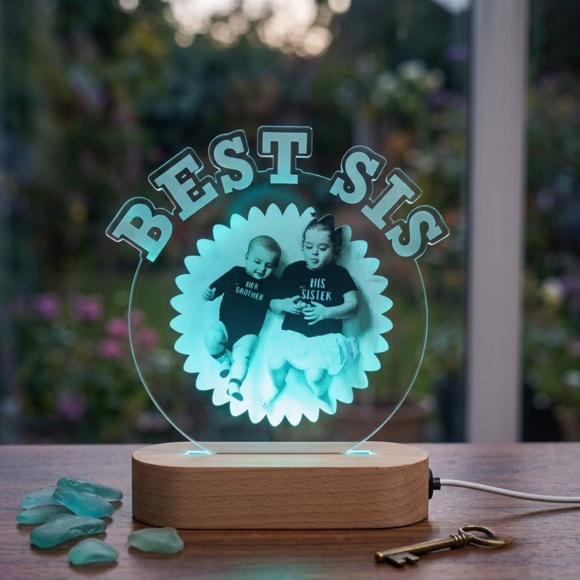 Shayona Gift Shop- Best Sis Custom LED Acrylic Lamp | Personalized Photo Frame Gift | Brother Sister Rakshabandhan Special