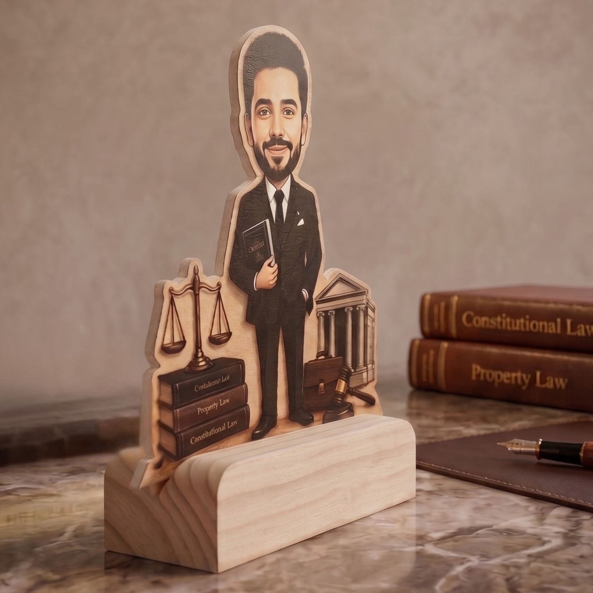Shayona Gift Shop-Personalized Lawyer & Advocate Caricature Wooden Standee | Custom Photo Gift for Attorney, Law Graduate & LLB Professional