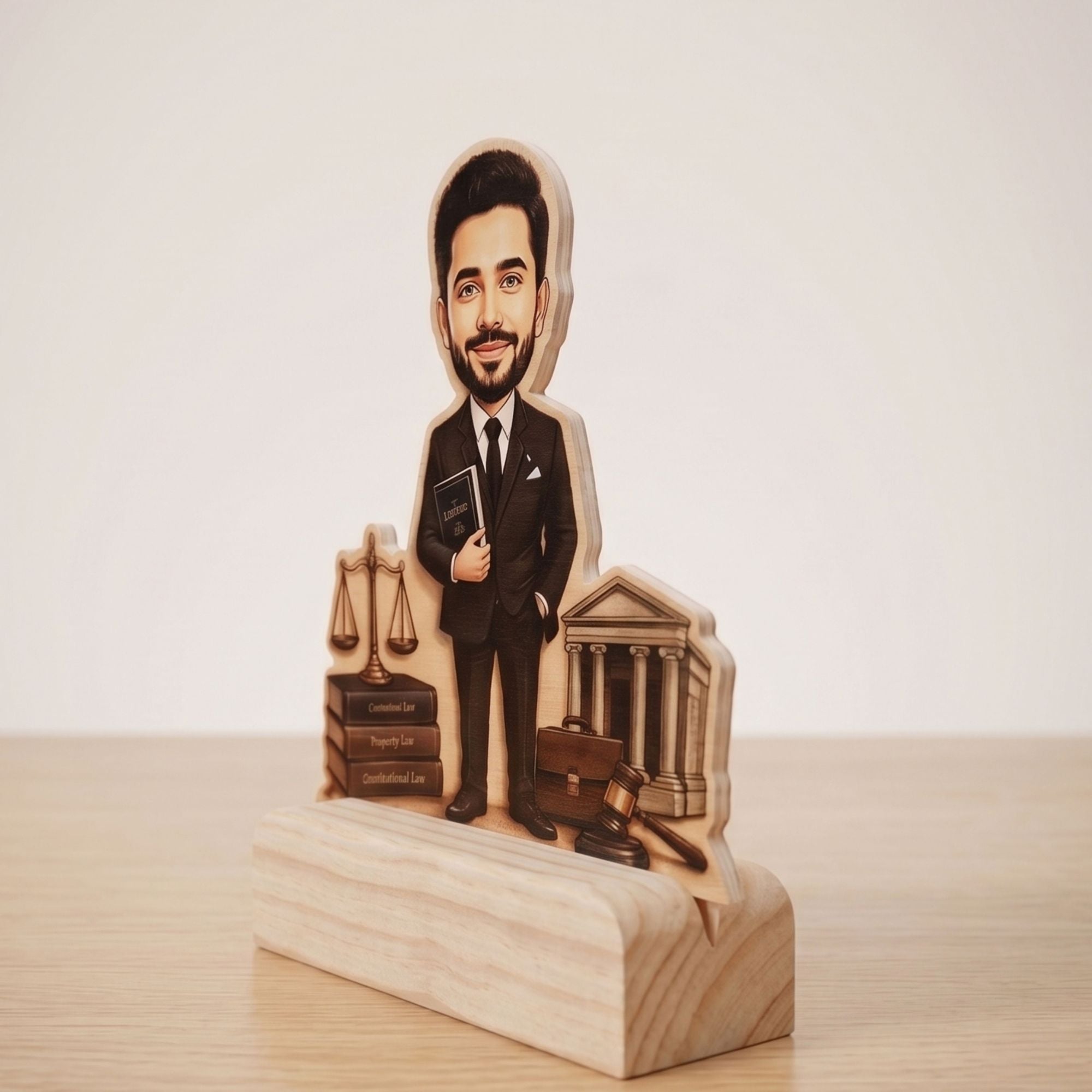 Shayona Gift Shop-Personalized Lawyer & Advocate Caricature Wooden Standee | Custom Photo Gift for Attorney, Law Graduate & LLB Professional