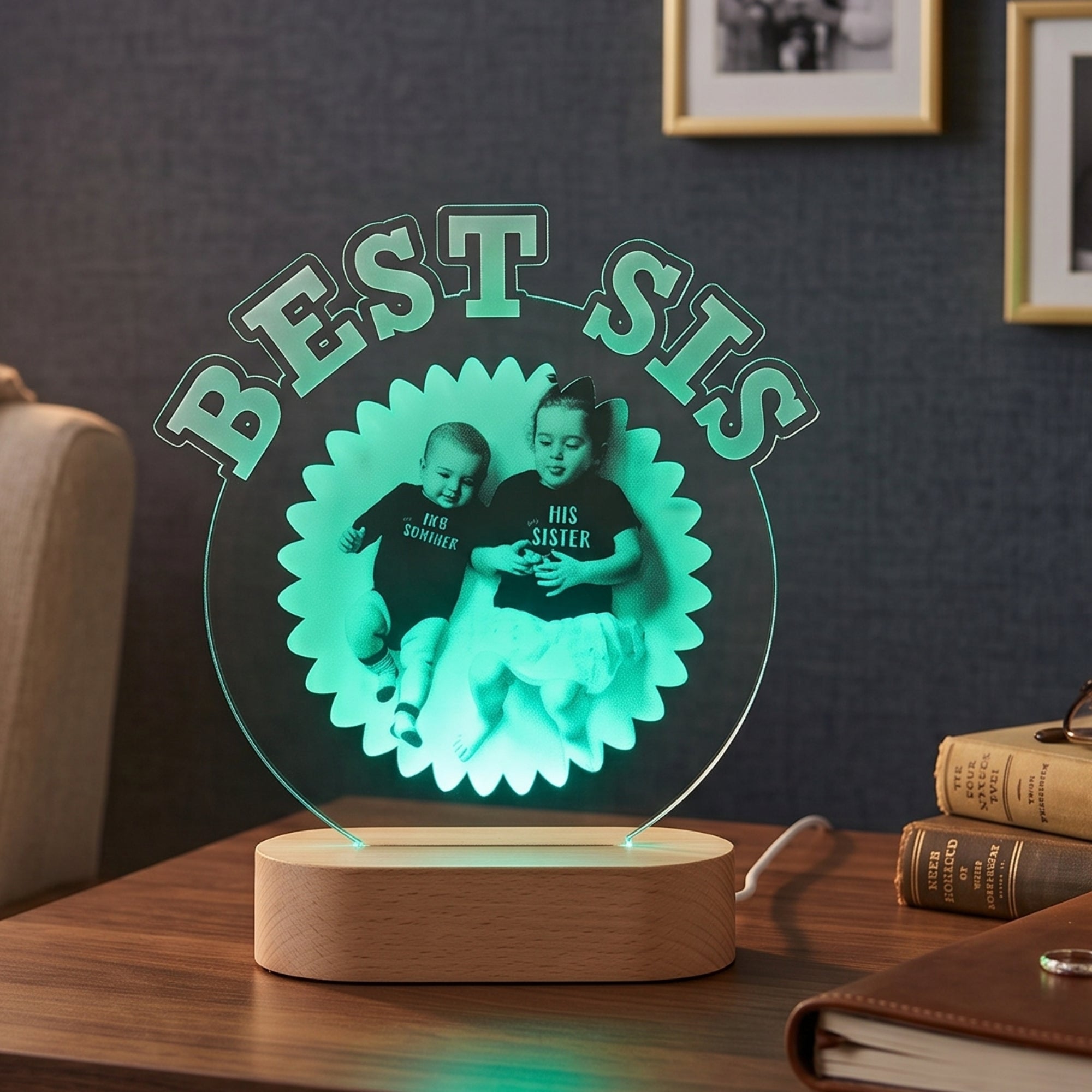 Shayona Gift Shop- Best Sis Custom LED Acrylic Lamp | Personalized Photo Frame Gift | Brother Sister Rakshabandhan Special