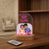 SHAYONA Raksha Bandhan Personalized 3D Illusion Digital UV Photo LED Night Lamp, Rakhi Gift for Brother, bhaibeej, Sister or Siblings - Multicolor with Remote Control 28x18 cm