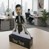 Shayona Gift Shop-Custom Face Biker Caricature Standee – Personalized Motorcycle Rider Acrylic Cutout Figure – Unique Office Desk Decor & Birthday Gift for Men