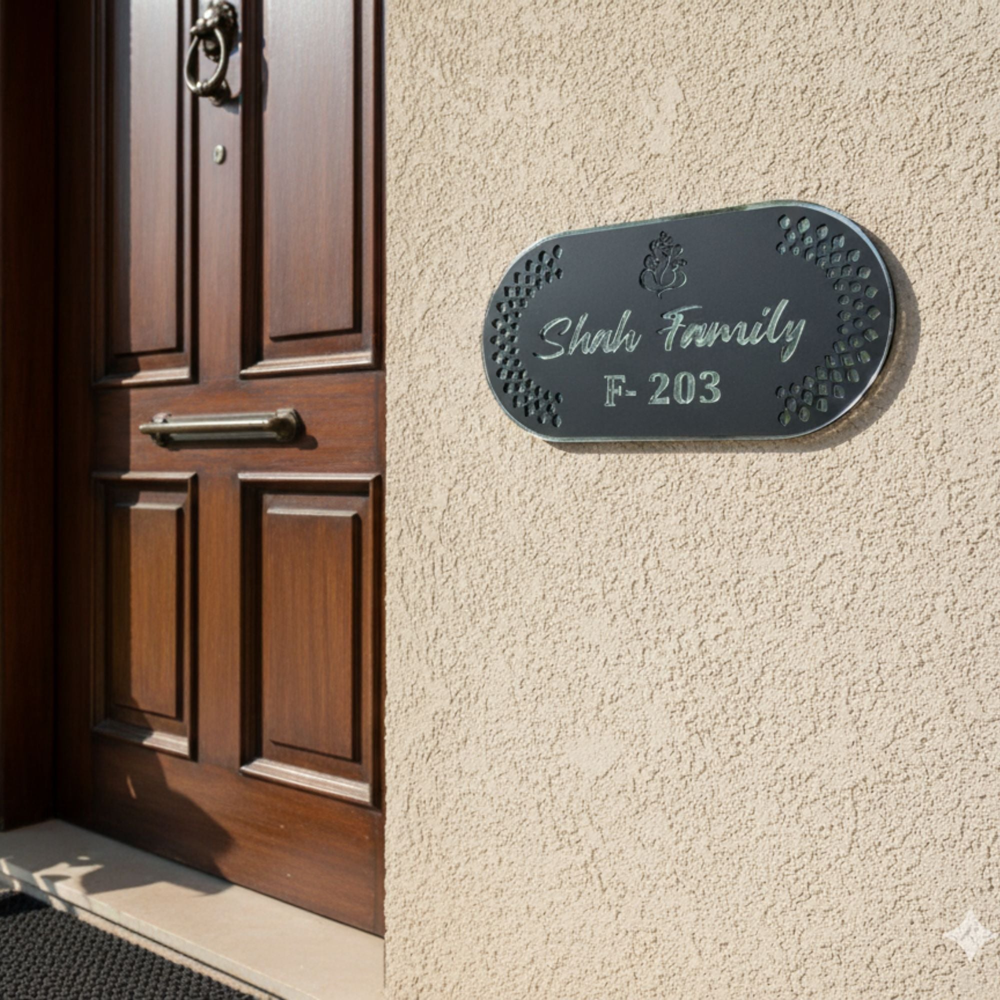 Shayona Personalized Acrylic Name Plate with Ganesh Design – Custom Family Name & House Number"