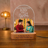 SHAYONA Raksha Bandhan Personalized 3D Illusion Digital UV Photo LED Night Lamp, Rakhi Gift for Brother, bhaibeej, Sister or Siblings - Multicolor with Remote Control 28x18 cm