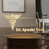 Shayona Gift Shop- Personalized Doctor LED Lamp with Custom Name Engraving on Wooden Base – Ideal Gift for Medical Professionals