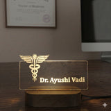 Shayona Gift Shop- Personalized Doctor LED Lamp with Custom Name Engraving on Wooden Base – Ideal Gift for Medical Professionals