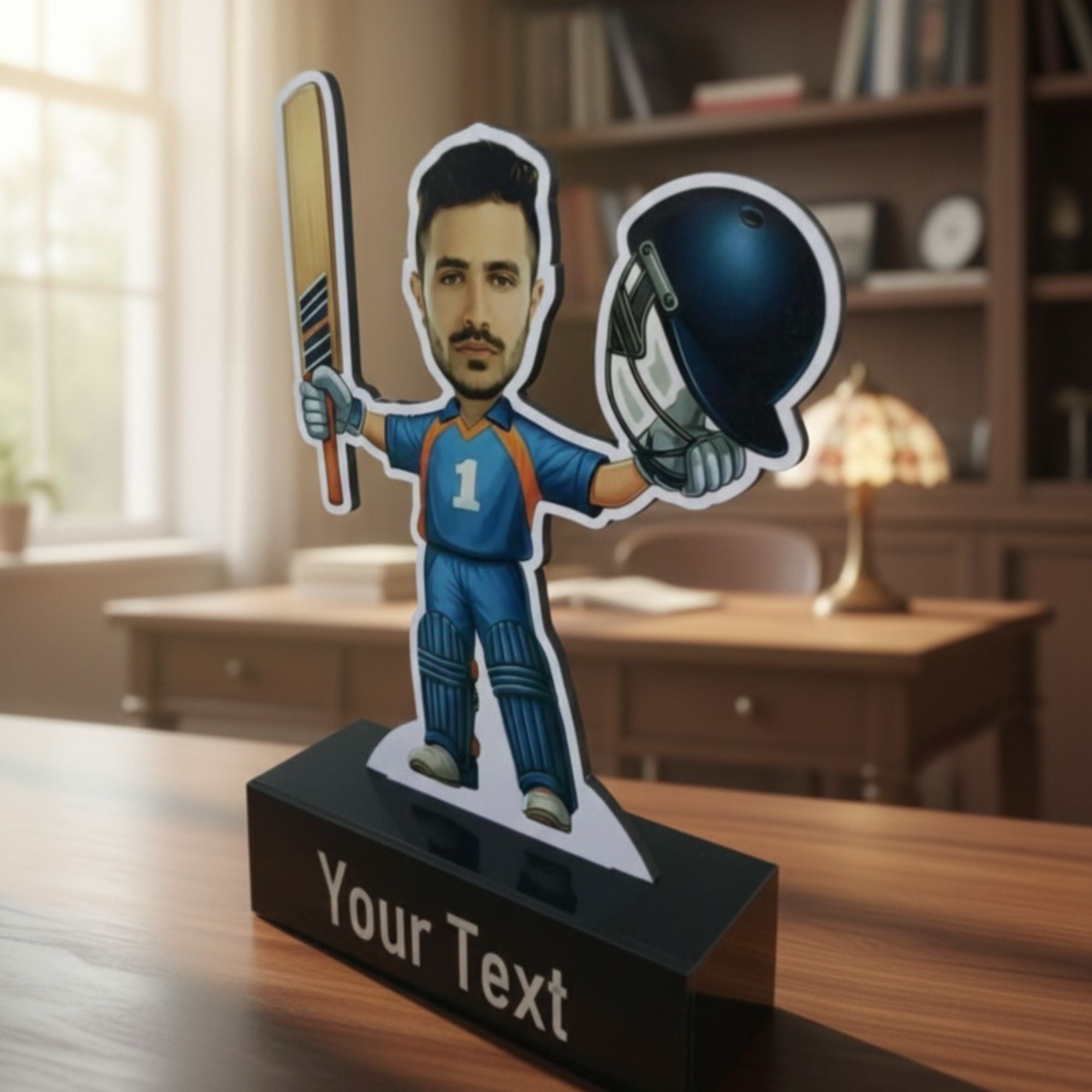 Shayona Gift Shop-Personalized Cricket Caricature Tabletop Standee | Custom Sports Photo Gift for Him, Cricket Players, Coaches, and Fans