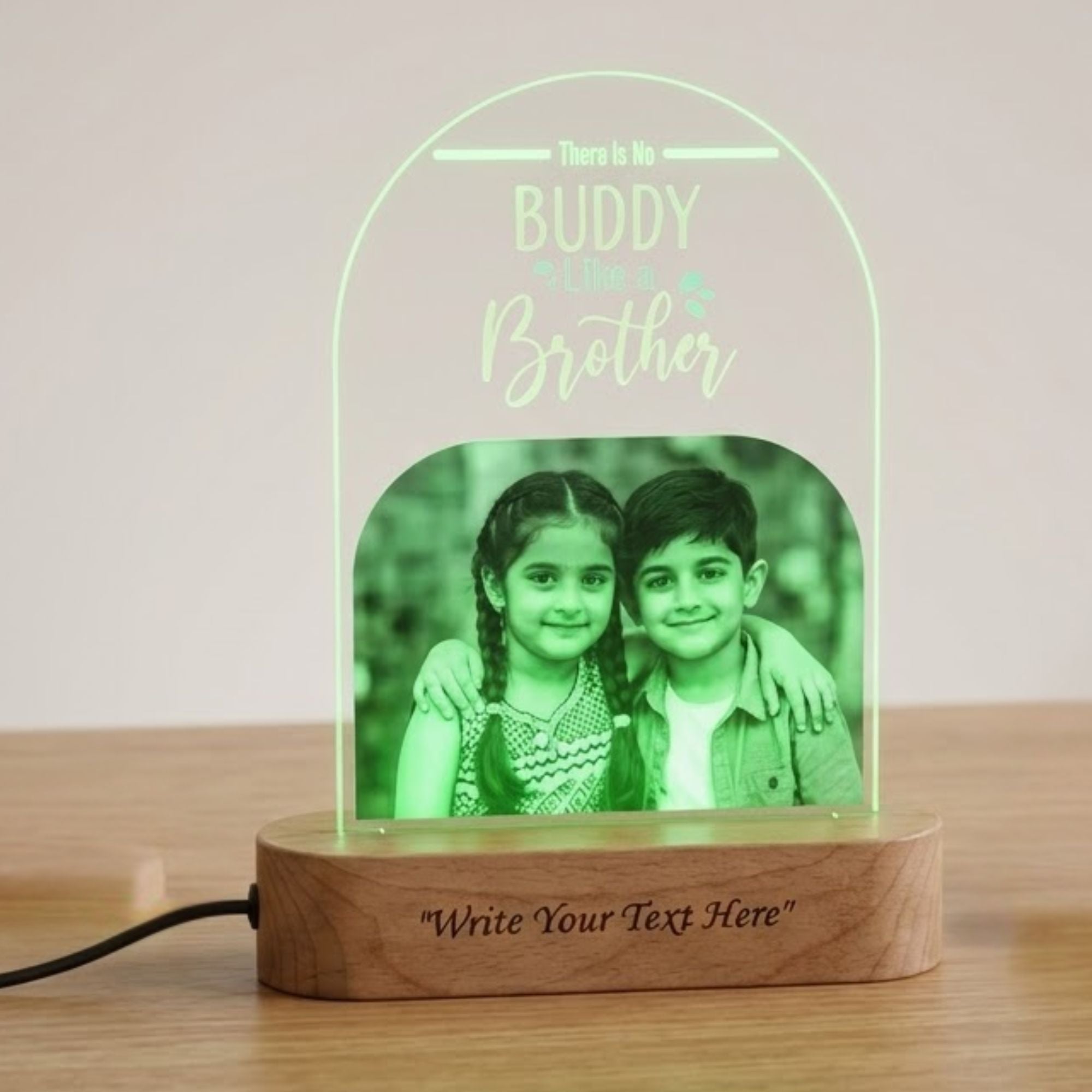 SHAYONA Raksha Bandhan Personalized 3D Illusion Digital UV Photo LED Night Lamp, Rakhi Gift for Brother, bhaibeej, Sister or Siblings - Multicolor with Remote Control 28x18 cm