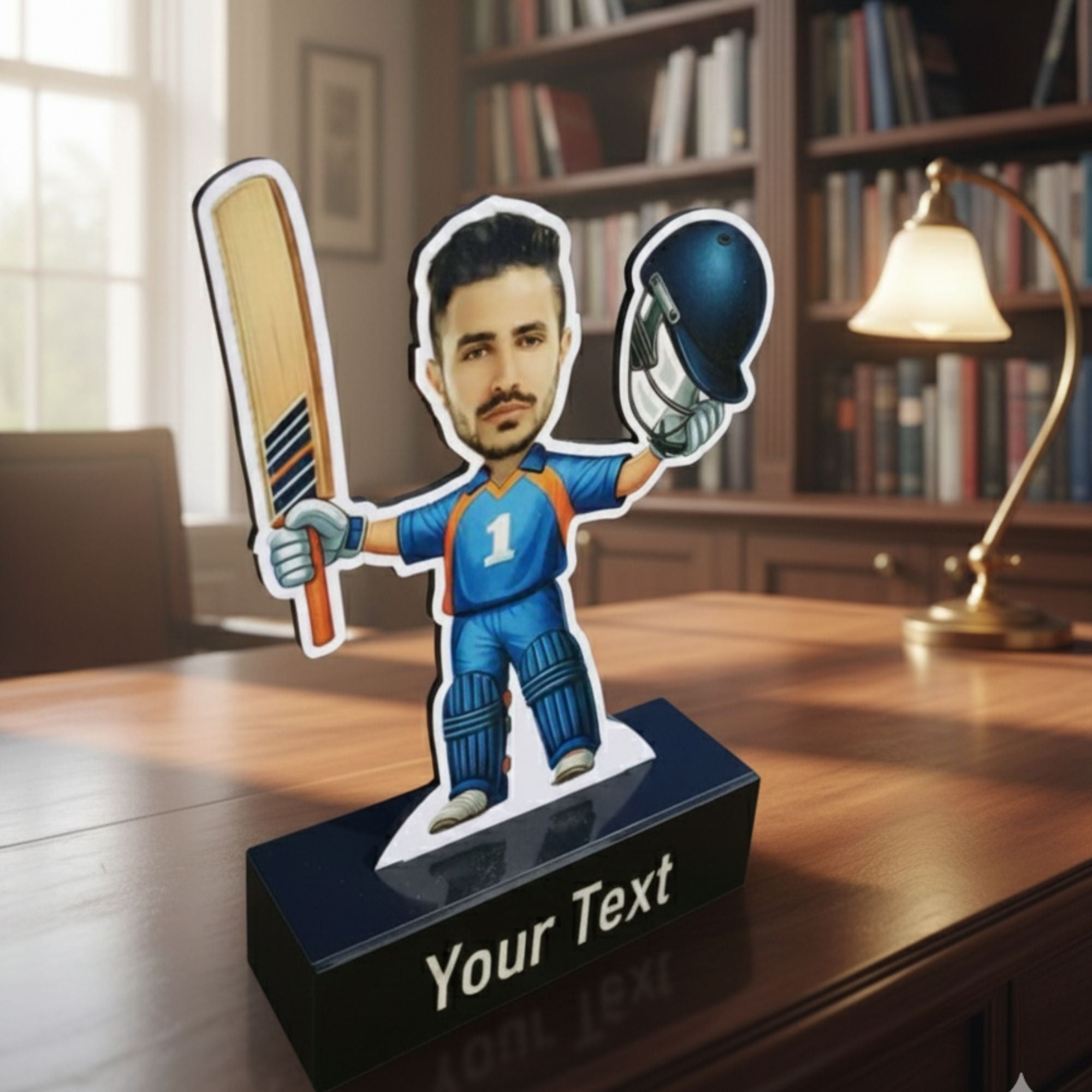 Shayona Gift Shop-Personalized Cricket Caricature Tabletop Standee | Custom Sports Photo Gift for Him, Cricket Players, Coaches, and Fans