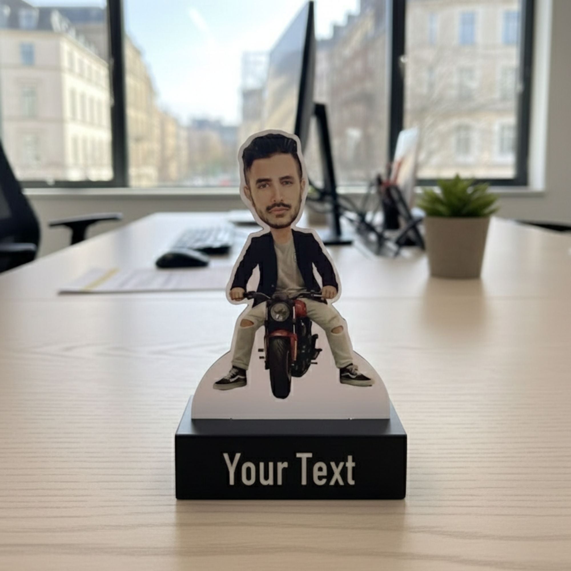 Shayona Gift Shop-Custom Face Biker Caricature Standee – Personalized Motorcycle Rider Acrylic Cutout Figure – Unique Office Desk Decor & Birthday Gift for Men