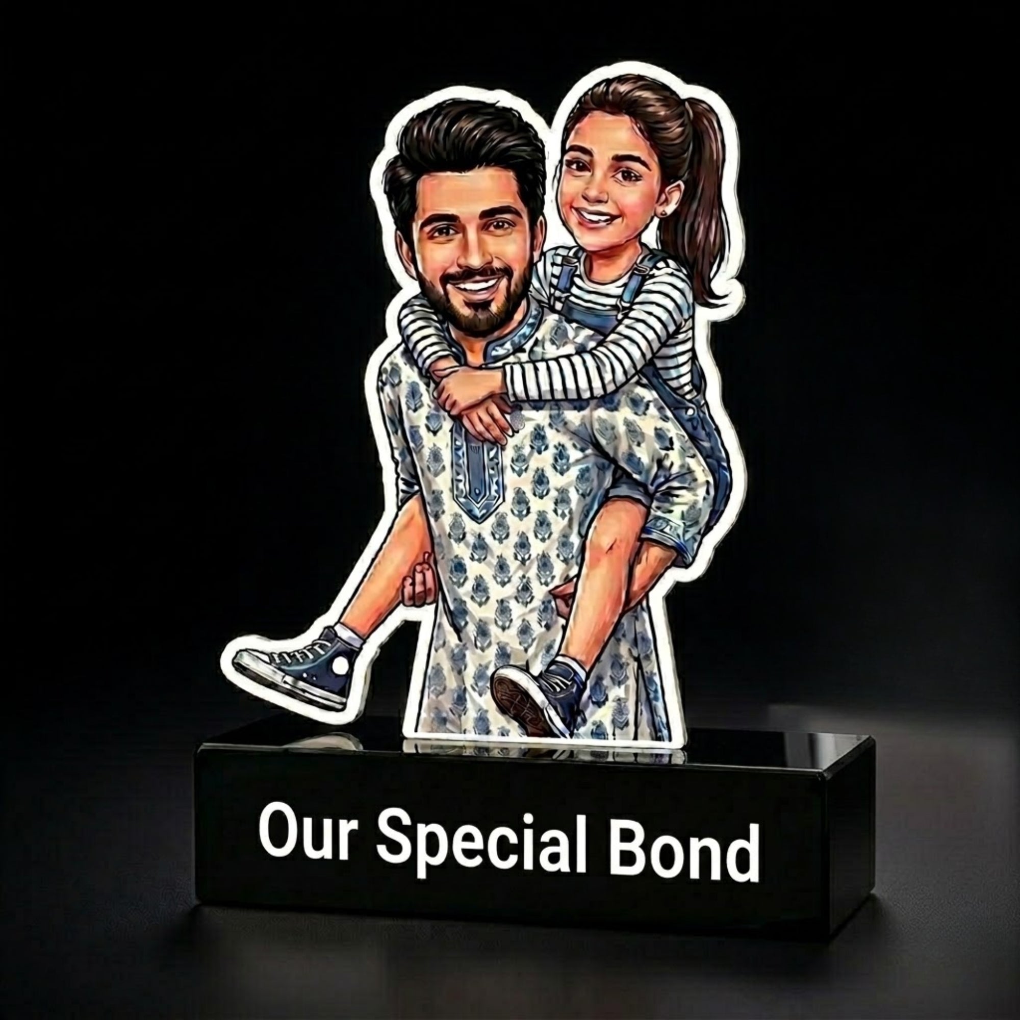 Shayona Gift Shop-Custom Father's Day Acrylic Caricature Standee – Personalized "Daddy's Little Princess" Photo Cutout, Unique Birthday Gift for Dad from Daughter, Custom Cartoon Portrait Desk