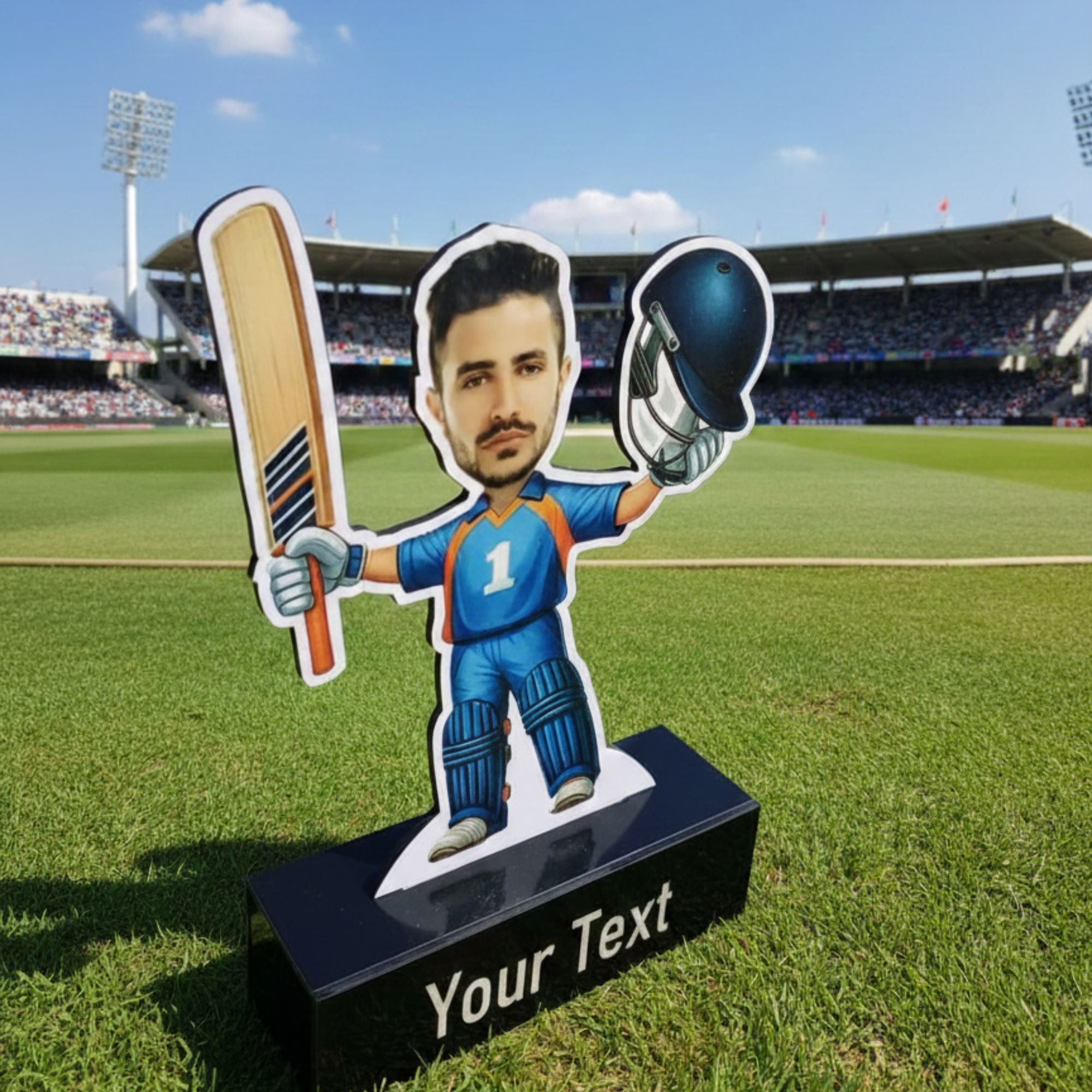 Shayona Gift Shop-Personalized Cricket Caricature Tabletop Standee | Custom Sports Photo Gift for Him, Cricket Players, Coaches, and Fans