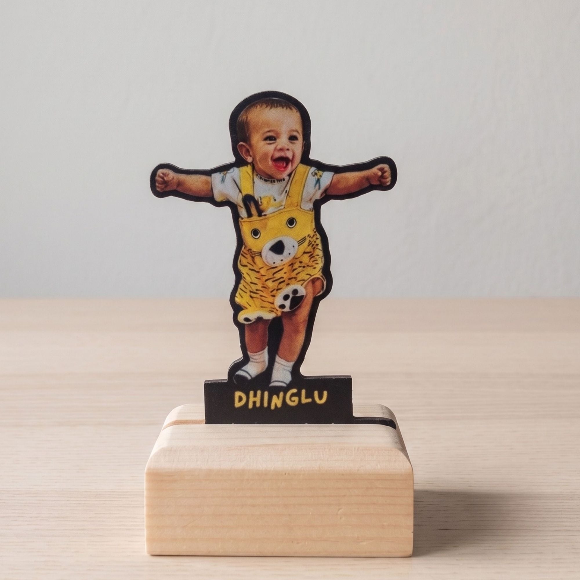 Shayona Gift Shop-Personalized Baby Photo Cutout Standee with Name | Custom Kids Tabletop Wooden Acrylic Frame Gift for Birthday & Milestones