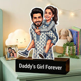 Shayona Gift Shop-Custom Father's Day Acrylic Caricature Standee – Personalized "Daddy's Little Princess" Photo Cutout, Unique Birthday Gift for Dad from Daughter, Custom Cartoon Portrait Desk