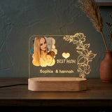 Shayona Gift Shop-Personalized "Best Mom" Acrylic LED Night Light | Custom Photo Plaque with Names & Floral Design | Mother's Day Gift