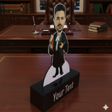 Shayona Gift Shop-Custom Lawyer Caricature Photo Standee - Personalized Advocate Acrylic Cutout, Bespoke Judge & Legal Professional Gift with Engraved Name Base, Law Office Decor