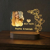 Shayona Gift Shop-Personalized "Best Mom" Acrylic LED Night Light | Custom Photo Plaque with Names & Floral Design | Mother's Day Gift