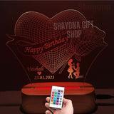Personalized Happy Birthday wishing Couple with Name And date Acrylic LED Table Lamp
