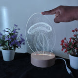 SHAYONA 3D Jellyfish Acrylic Engraved Night Light