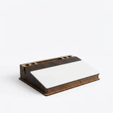 Premium Wooden Desktop Memo Board & Organizer with Angled Dry Erase Surface, Pen Slots, and Mobile Stand