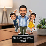 Shayona Gift Ship-Personalized Superhero Dad Caricature Stand | Custom Father’s Day Gift from Daughter and Son | 3D Custom Portrait Acrylic Trophy Table Decor for Office and Home