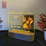 Shayona Customized/Personalized 3D Illusion Calendar Photo Frame With Name Date And Photo | Best wedding / Marriage anniversary Gift For Couple, Husband or Wife