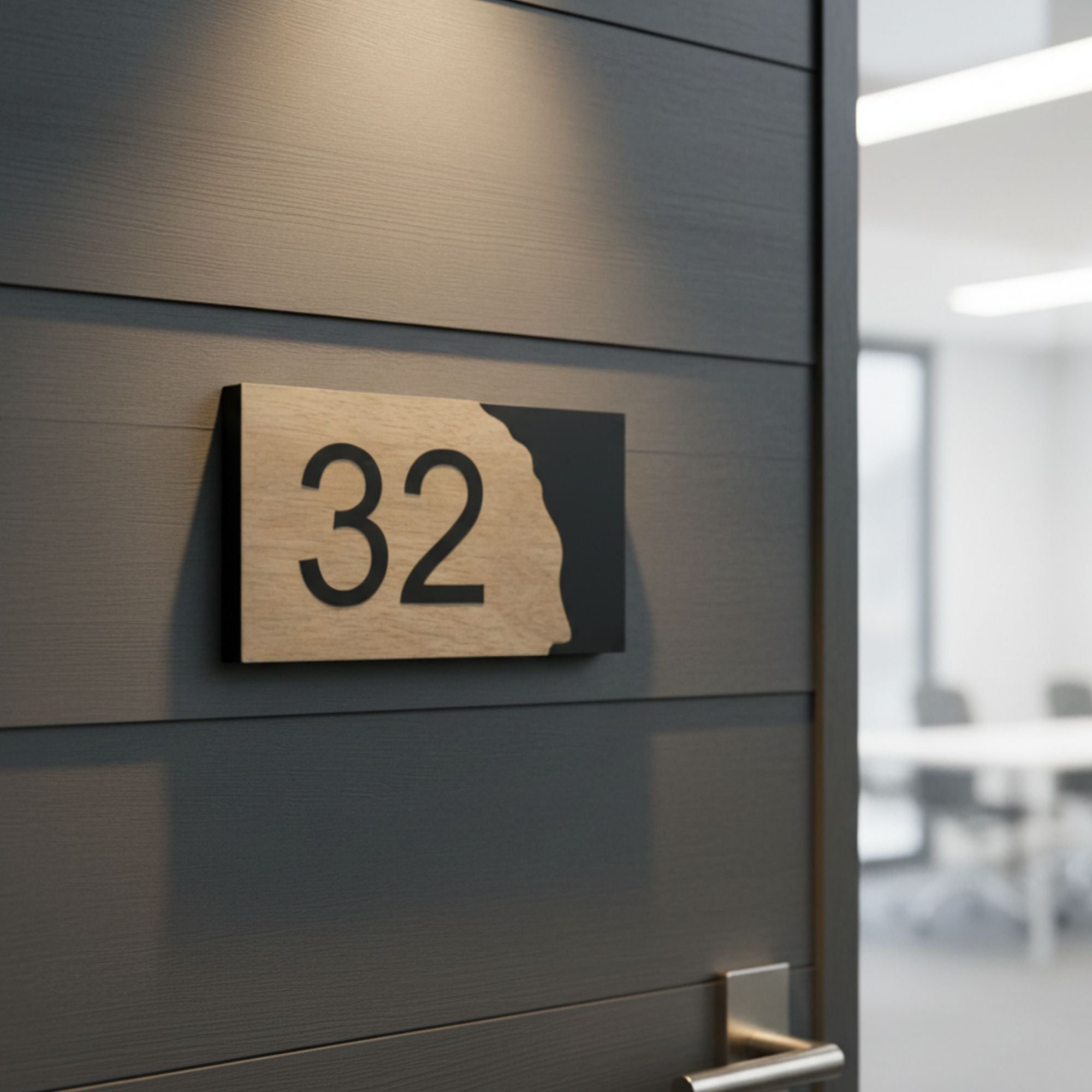 Shayona Personalized Modern House Number Sign  - Premium Wood & Black Layered Address Plate - Weather Resistant
