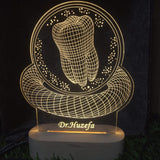 Shayona Gift Shop-Personalized Dentist Tooth Emblem 3D Acrylic LED Night Light | Custom Doctor Name Engraved Desk Lamp with Wooden Base | Professional Gift for Dentists, Dental Surgeons & Students
