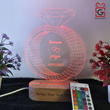 Shayona Engagement Ring Lamp Gift For Couple Wedding Anniversary Gift Lamp Love Night Light (Ring Design Multicolor)