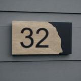 Shayona Personalized Modern House Number Sign  - Premium Wood & Black Layered Address Plate - Weather Resistant