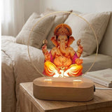 Divine Lord Ganesha 3D Illusion LED Lamp | Colorful Acrylic Night Light with Wooden Base