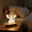 Shayona Gift Shop--3D Illusion Baby Ganesha LED Night Light with Wooden Base