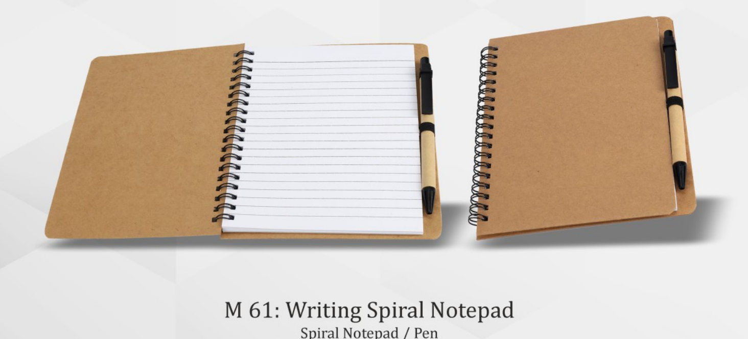 Eco-Friendly Spiral Notebook with Pen | A5 Size Writing Journal | Kraft Cover Office & Corporate Notebook | Customized Promotional Gift Diary