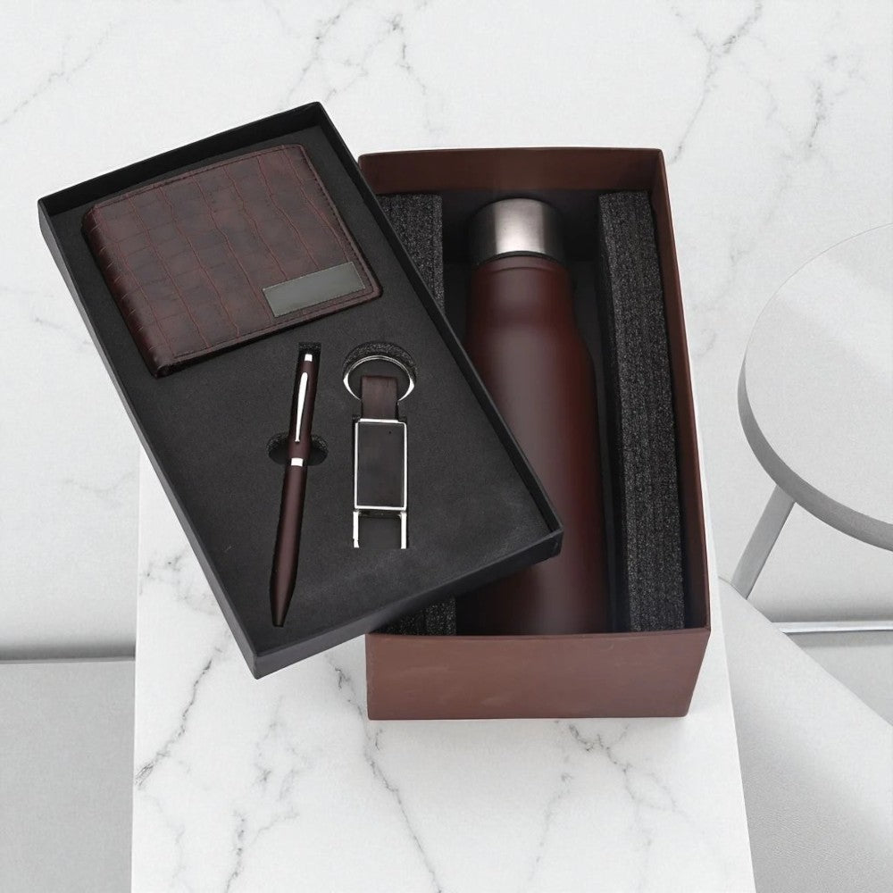 Shayona Luxury Corporate Gift Set for Men – Wallet, Stainless Steel Bottle, Pen & Keychain in Premium Box | Ideal for Birthday, Anniversary, Office & Festive Gifting