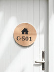 Shayona Gift Shop Round Wooden House Number Plate