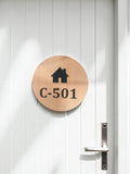 Shayona Gift Shop Round Wooden House Number Plate