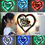 Couple Heart Shape Monogram (Multicolor With Remote)