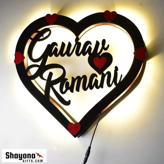 Couple Heart Shape Monogram (Multicolor With Remote)